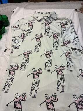 SOSIK Men's Golf Print Polo Shirt Size L